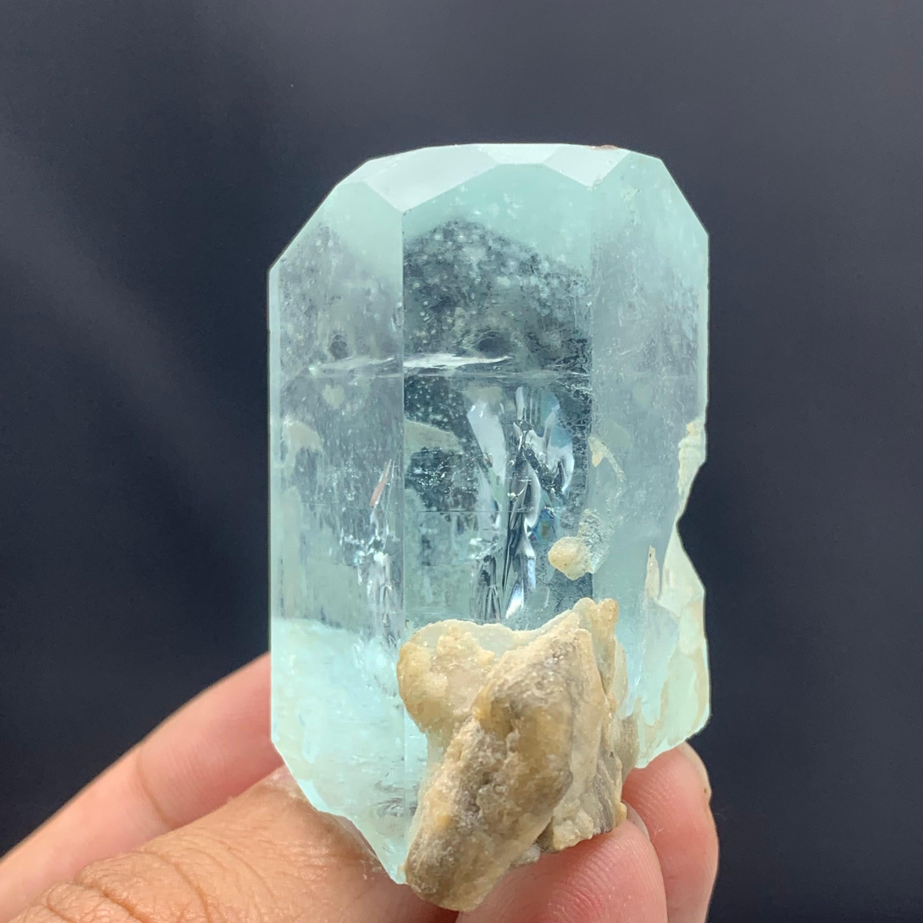 18th Century and Earlier 72 Gram Elegant Aquamarine Specimen With Mother Rock From Nagar Valley, Pakistan For Sale