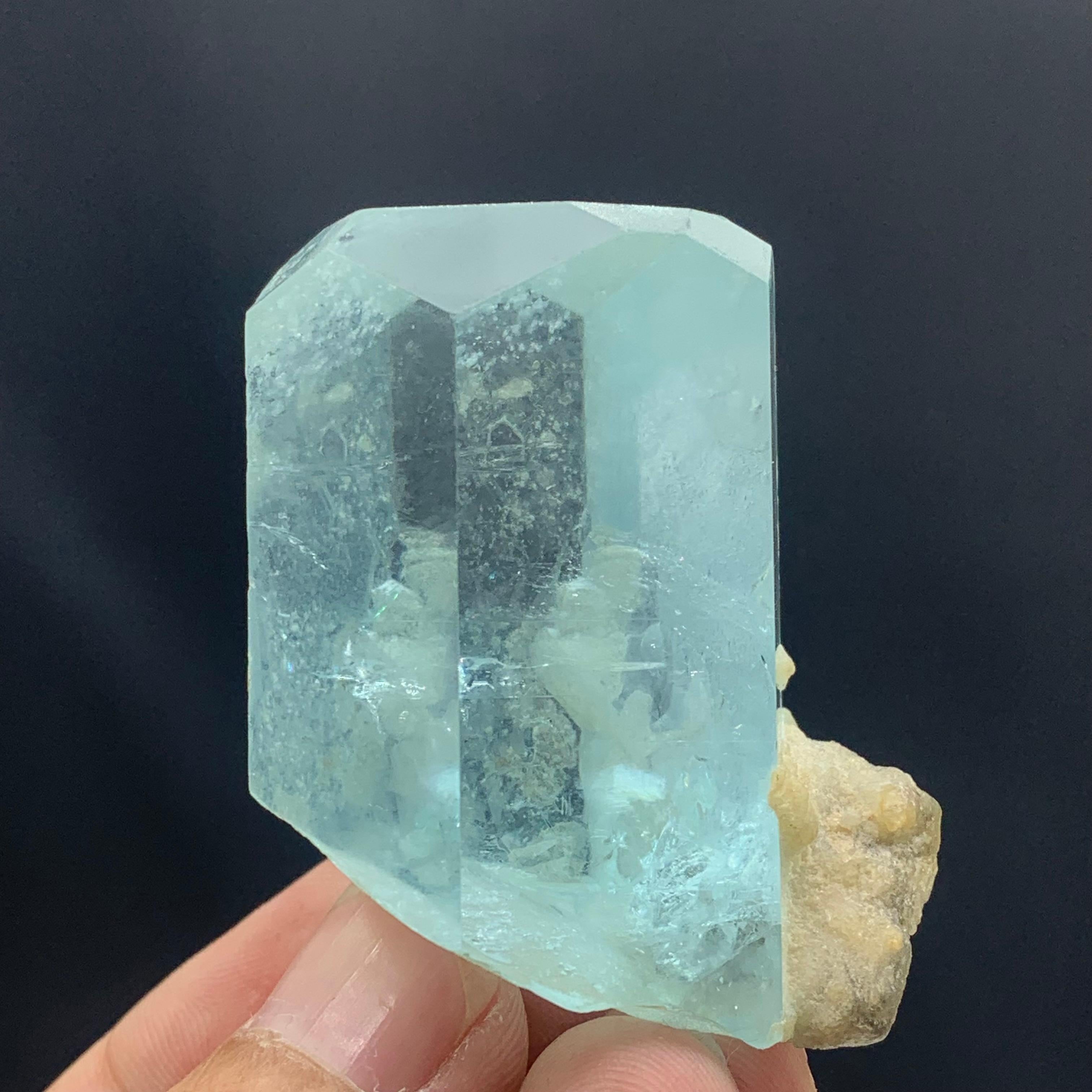 Rock Crystal 72 Gram Elegant Aquamarine Specimen With Mother Rock From Nagar Valley, Pakistan For Sale