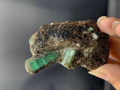 72 Grams Green Emerald Crystals Perched On Brownish Mica Matrix From Pakistan