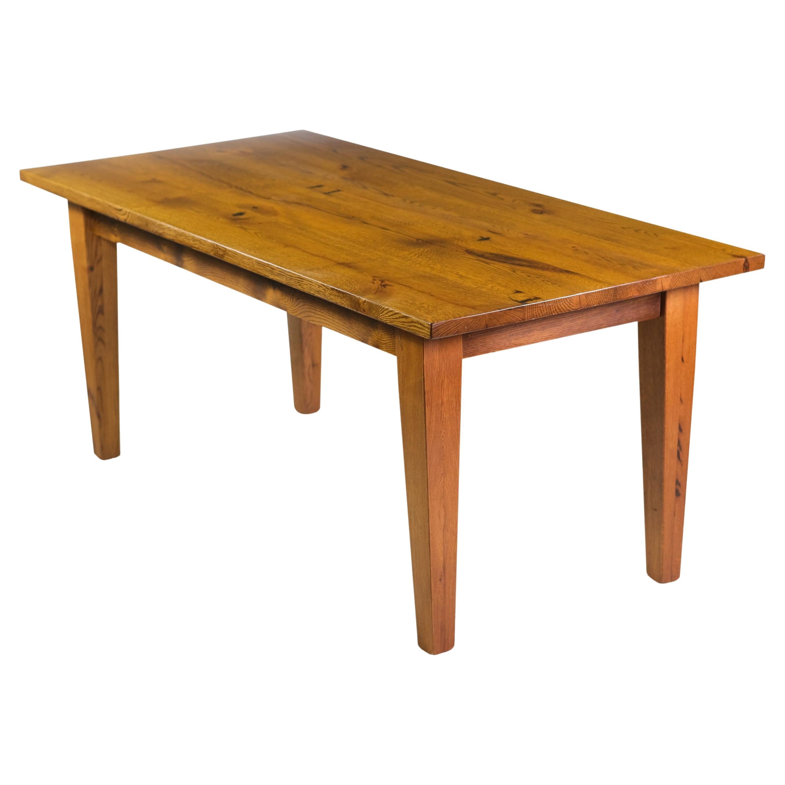 Midcentury Italian Ebonized Dining Table with Tapered Legs and Silver