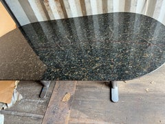 72" John Geiger Brushed Steel And Granite Racetrack Table