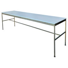 72" Paul McCobb Brass + Vitrolite Console Table