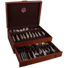 72 Pc Sterling Silver S. Kirk Stieff Rose Repousse Floral Flatware Set 83.91 Toz