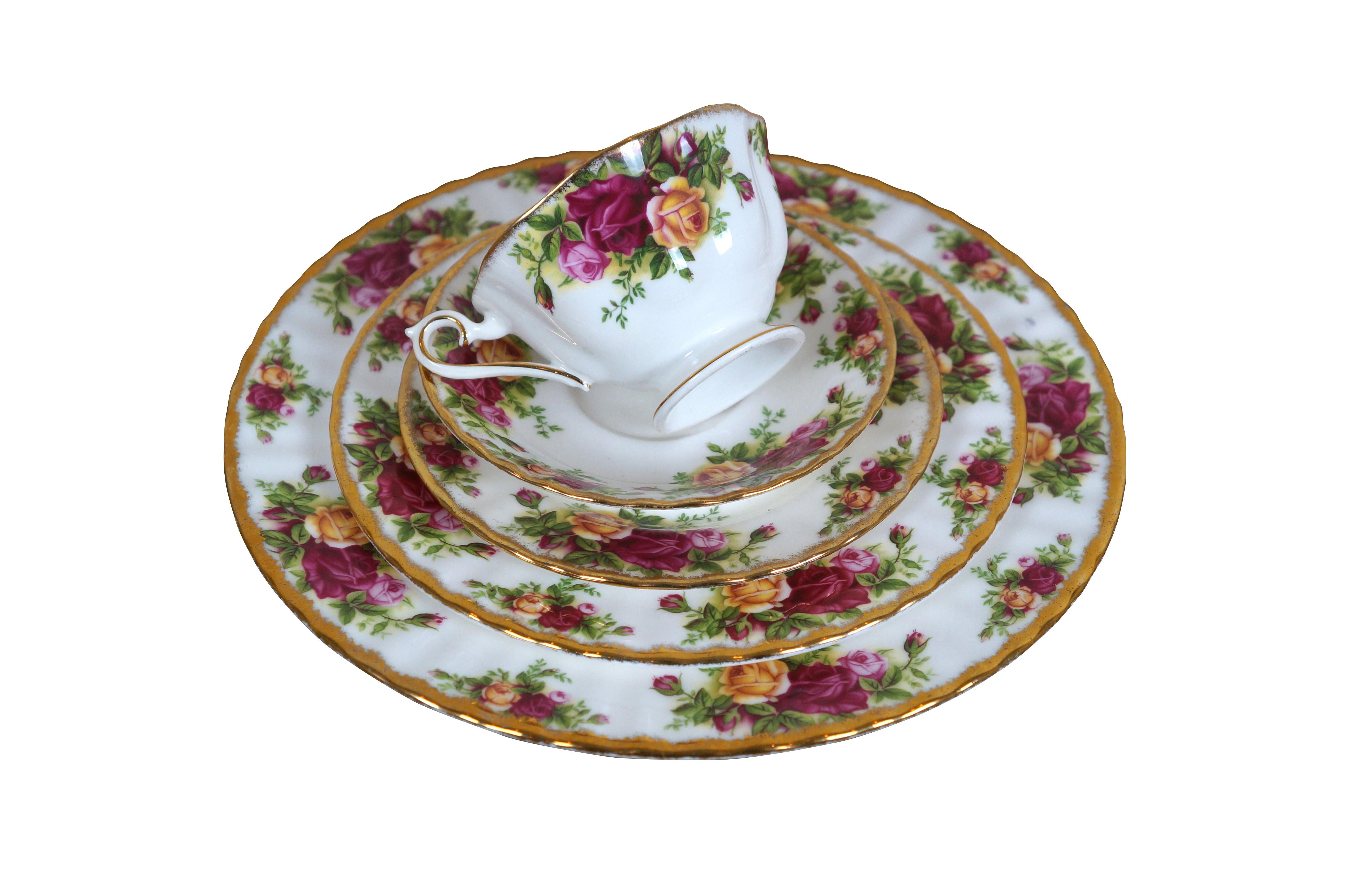 Victorian 72 Pc Vintage Royal Albert Old Country Roses Ruby Celebration China Dinnerware For Sale