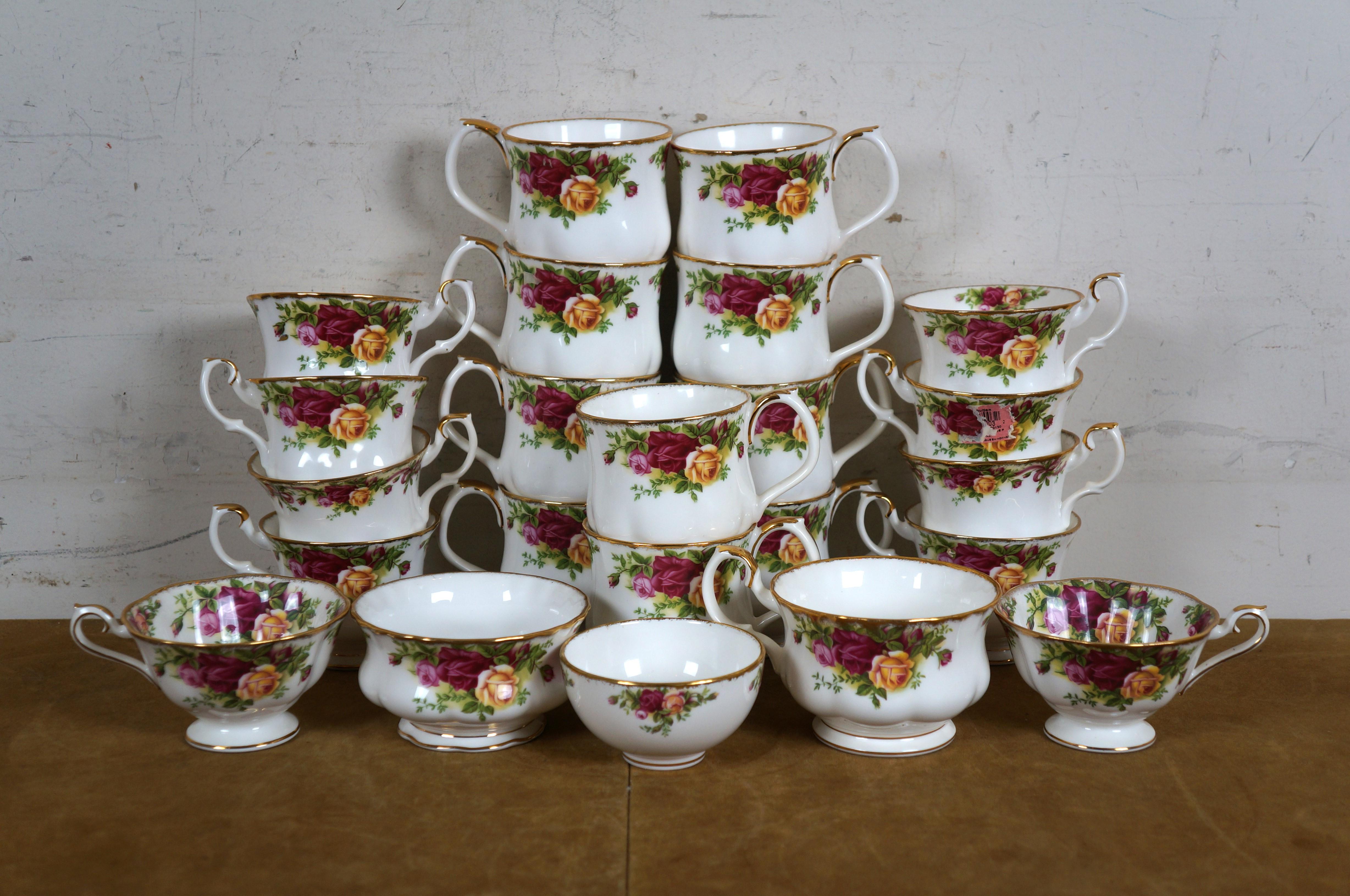 72 Pc Vintage Royal Albert Old Country Roses Ruby Celebration China Dinnerware For Sale 2