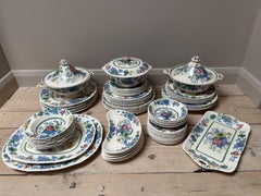 72-piece Mason's Strathmore Dinner Service, 19th Century, Pink & Blue Pattern