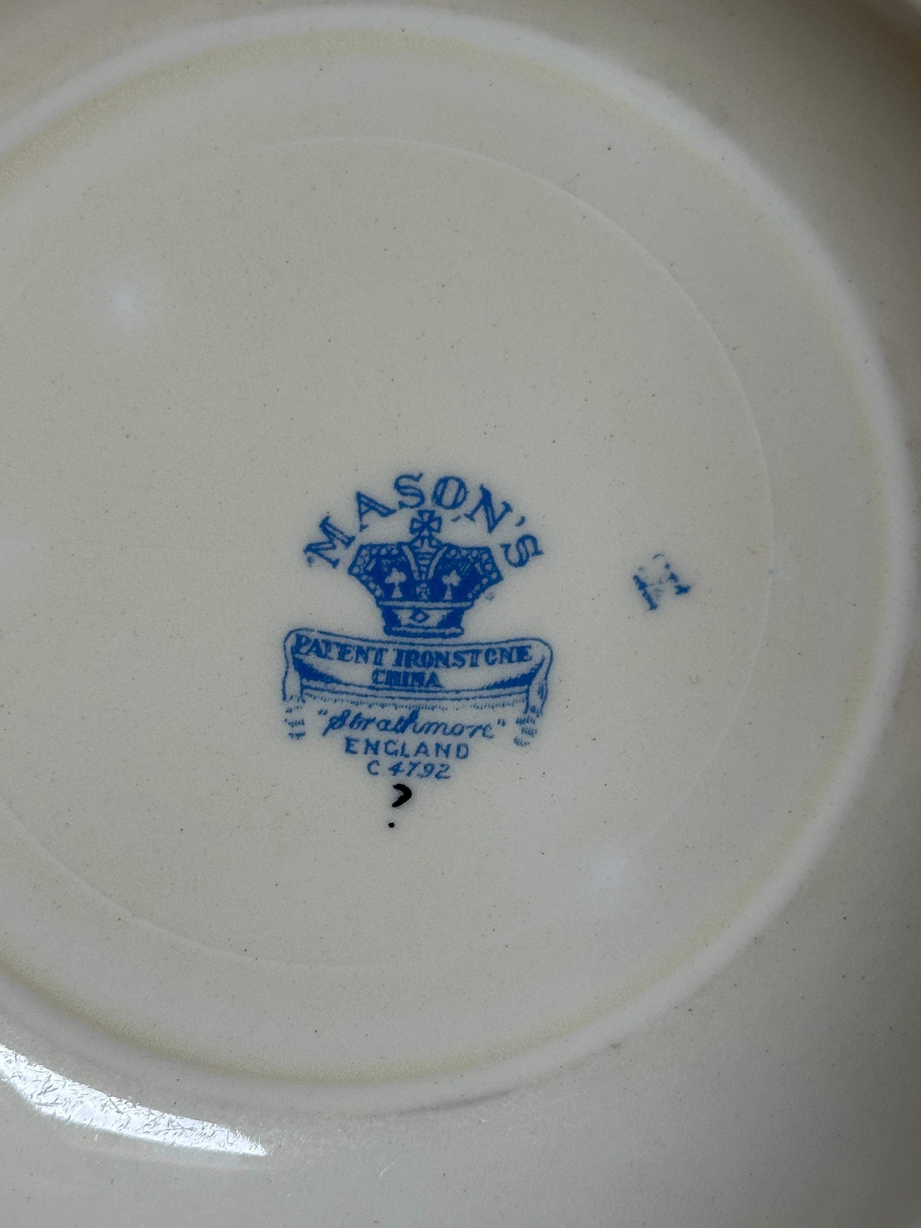 72-piece Mason's Strathmore Dinner Service, 19th Century, Pink & Blue Pattern For Sale 13
