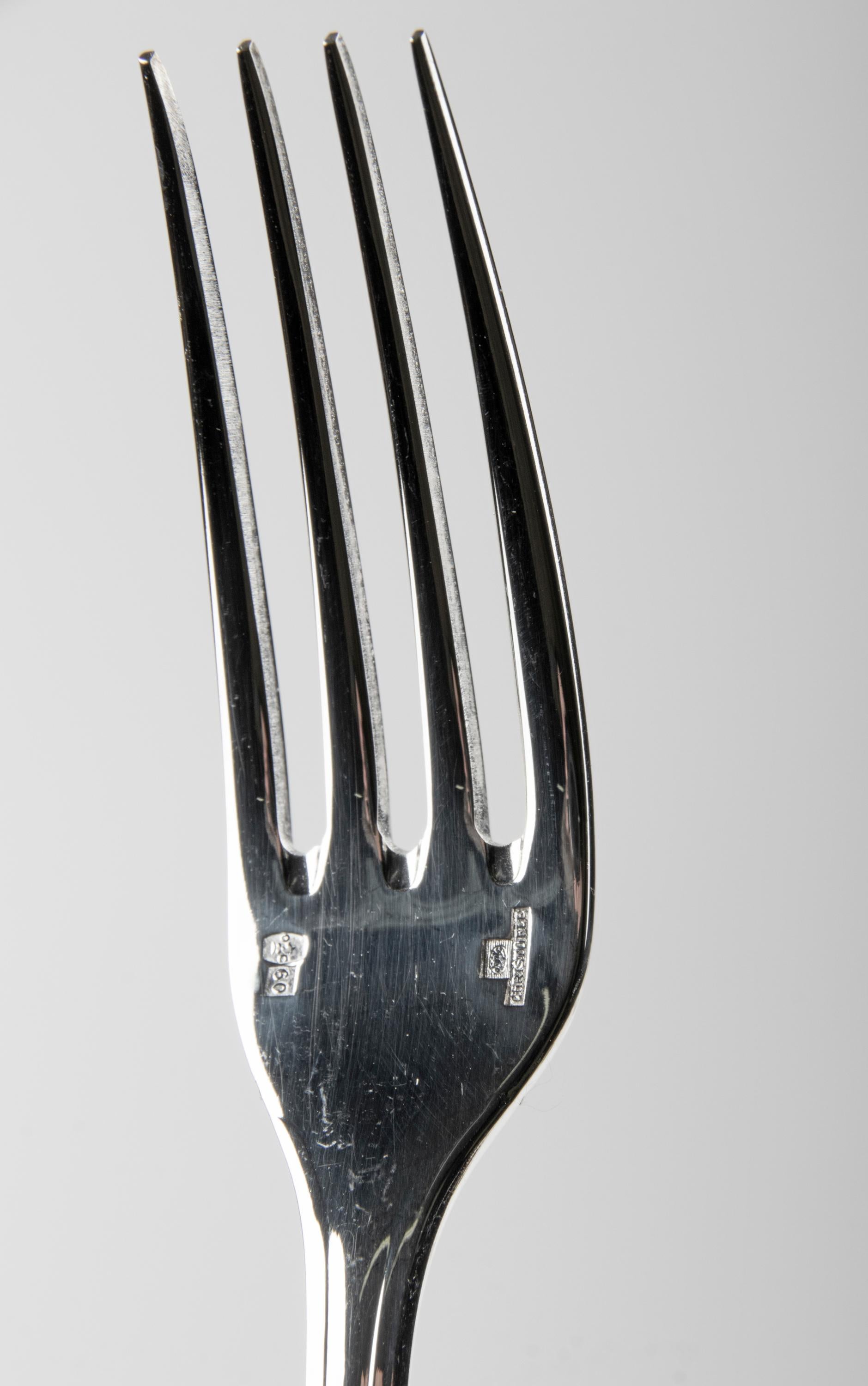 72-Piece Silver-Plated Lunch Flatware Set by Christofle, Pompadour 9