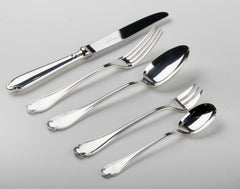 72-Piece Silver-Plated Lunch Flatware Set by Christofle, Pompadour
