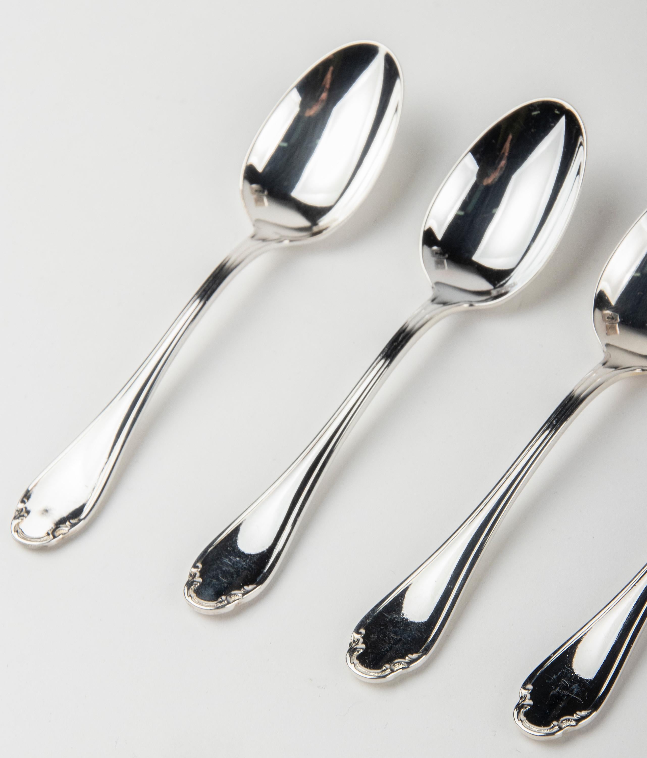 72-Piece Silver-Plated Lunch Flatware Set by Christofle, Pompadour 1