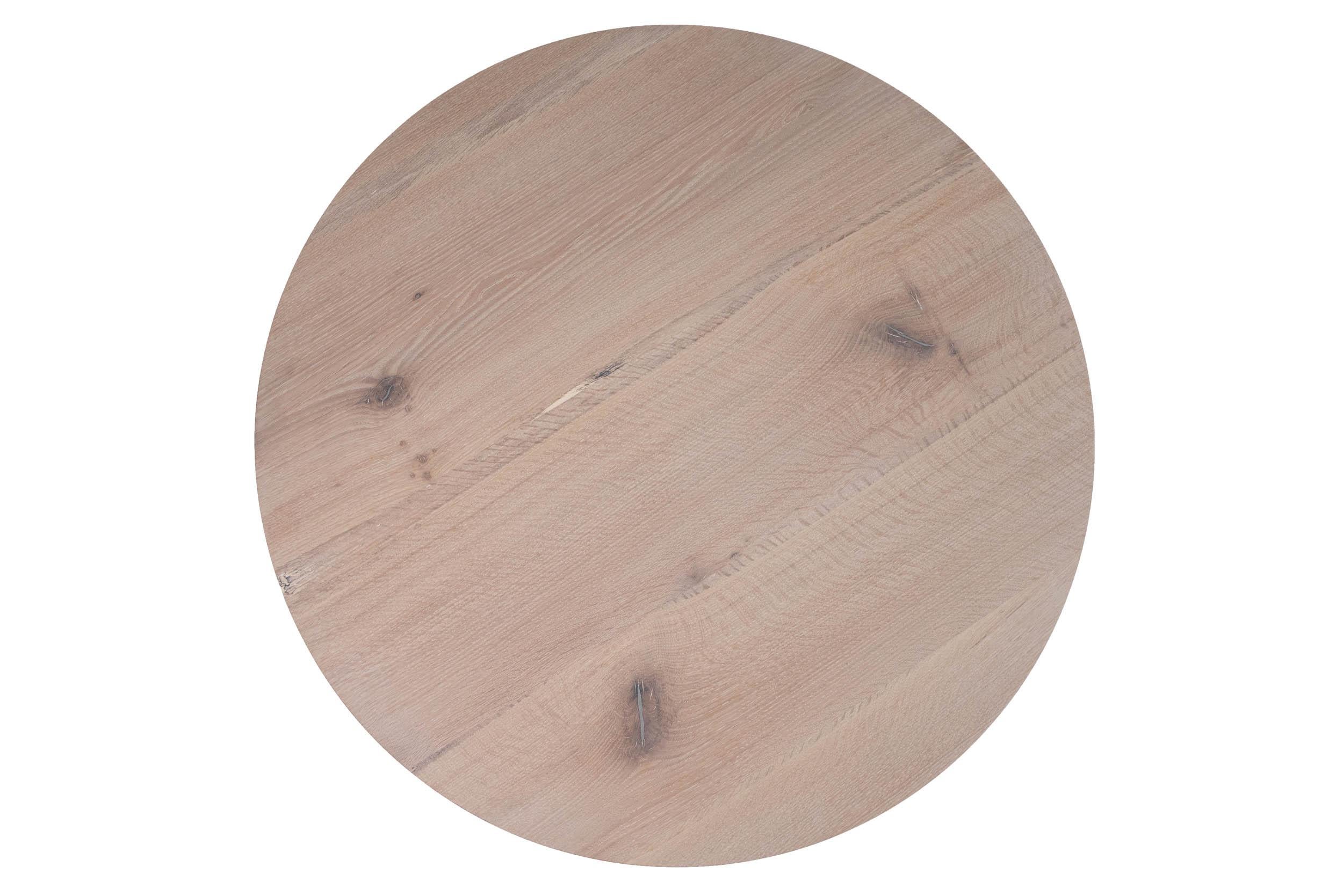 Américain Table de salle à manger ronde en bois clair et étain Base à piédestal moderne en acier (72 po.) en vente