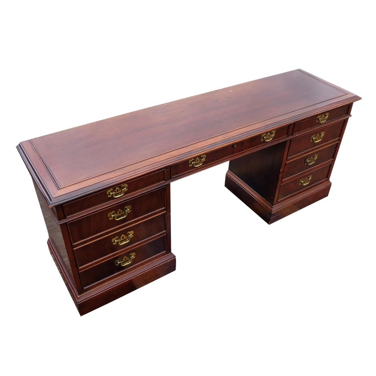 20th Century 72″ Sligh Mahogany Kneehole Credenza/Desk For Sale