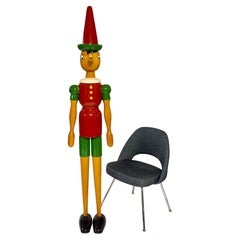 Vintage 72" Tall Articulated Wood Pinocchio Store Display Folk Art Toy Sculpture - Italy