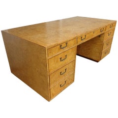 Vintage Widdicomb Burl Campaign Executive Desk