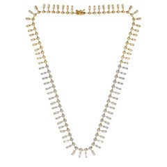 7.20 Carat Baguette & Round Diamond Charms Necklace 14 Karat Yellow Gold Jewelry