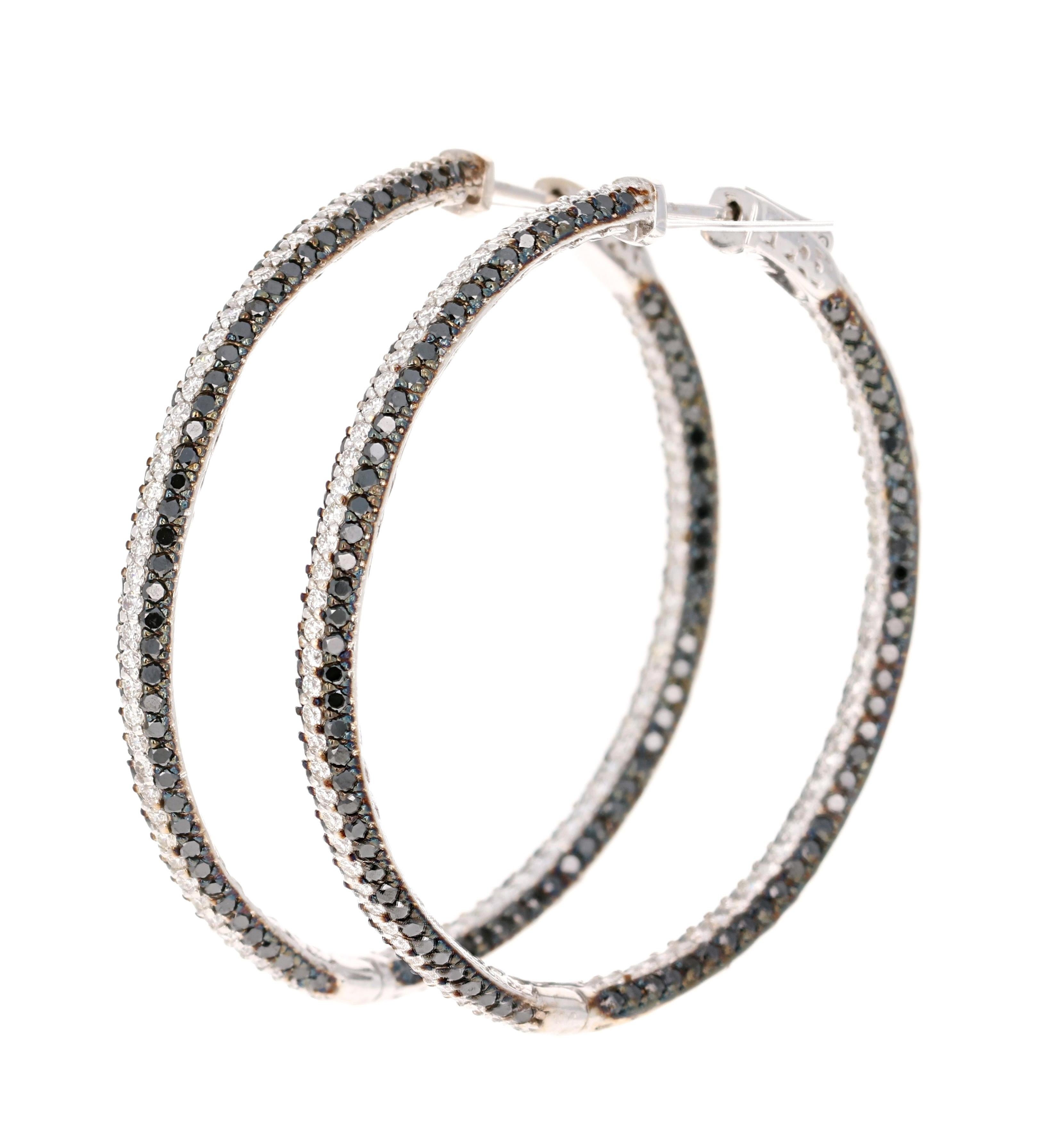 large black diamond hoop earrings