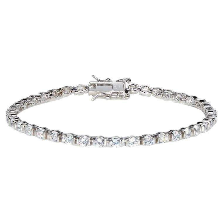 7.20 Carat Cubic Zirconia Sterling Silver Carla Designer Tennis Line Bracelet For Sale