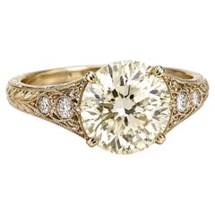 Bague de fiançailles en diamant de 7,20 carats, style antique Art déco, couleur VS2, U