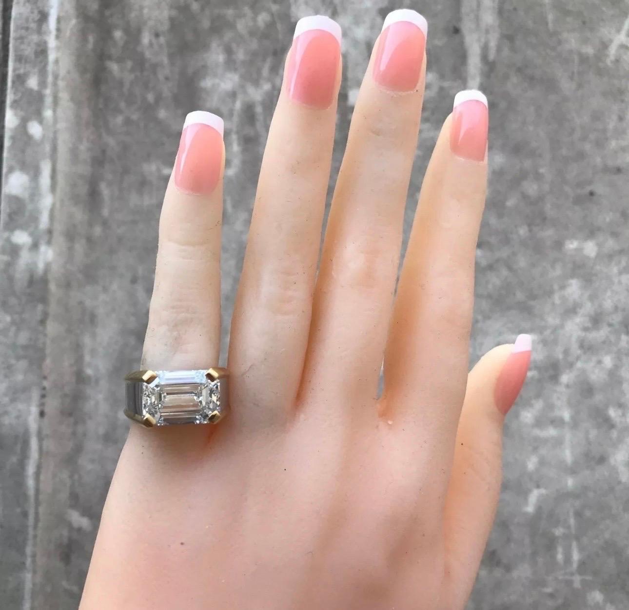 Women's 7.20 + Carat Diamond Ring Emerald Cut E Color SI1 Clarity GIA Certified! For Sale