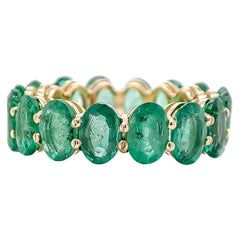 7.20 Carat Emerald Eternity Ring 14k Yellow Gold