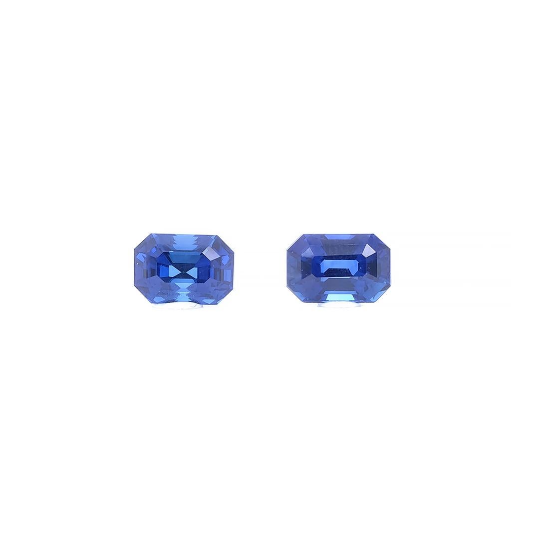 Trio de saphirs octogonaux de 7,20 carats certifiés GRS, d'un bleu royal vif Neuf - En vente à Hong Kong, HK