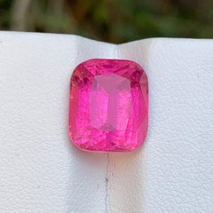 7.20 Carat Hot Pink Natural Rubellite Tourmaline, Cushion-Cut Loose Gemstone
