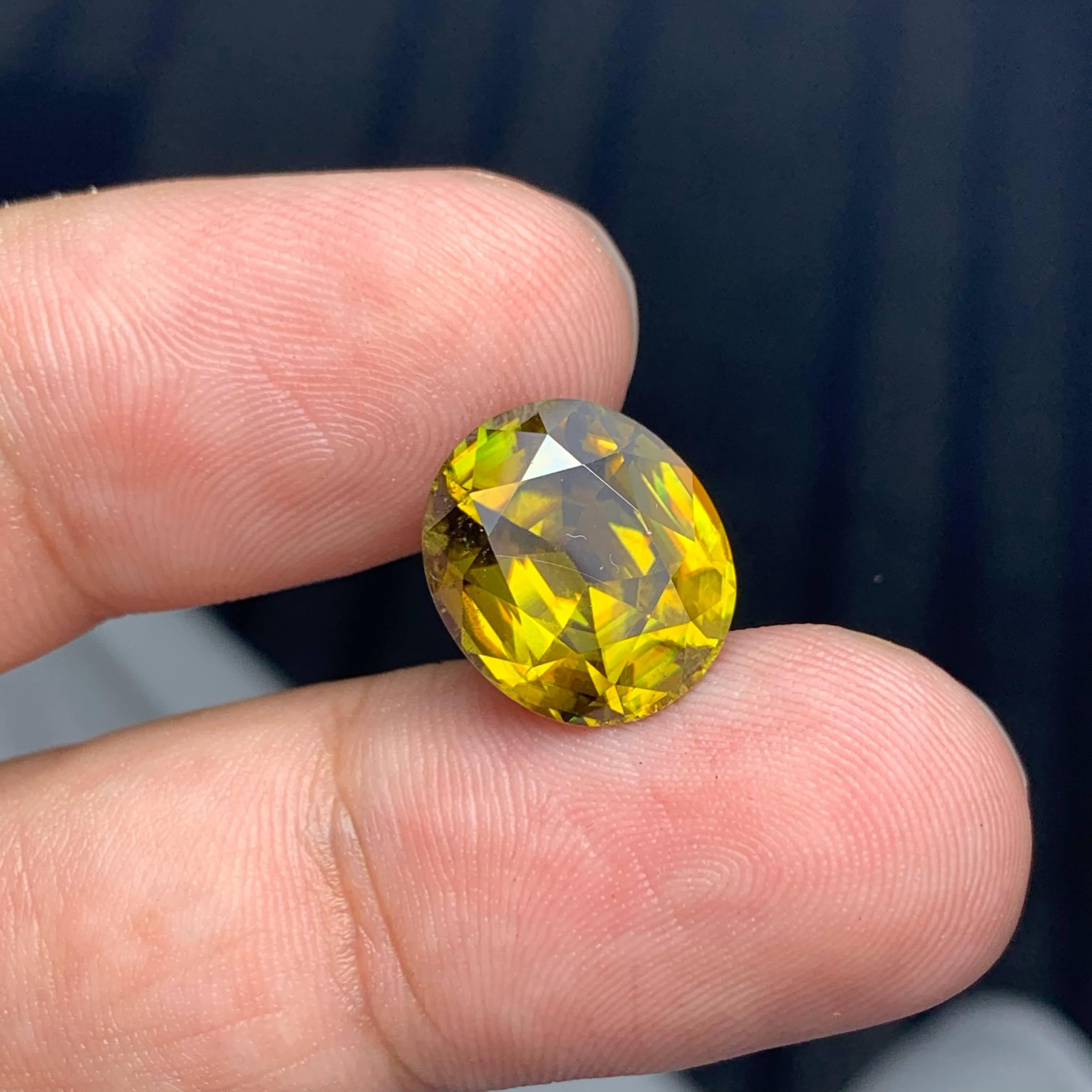 7.20 Carat Loose Natural Sphene Stone Oval Shaped Madagascar's Gemstone For Sale 4