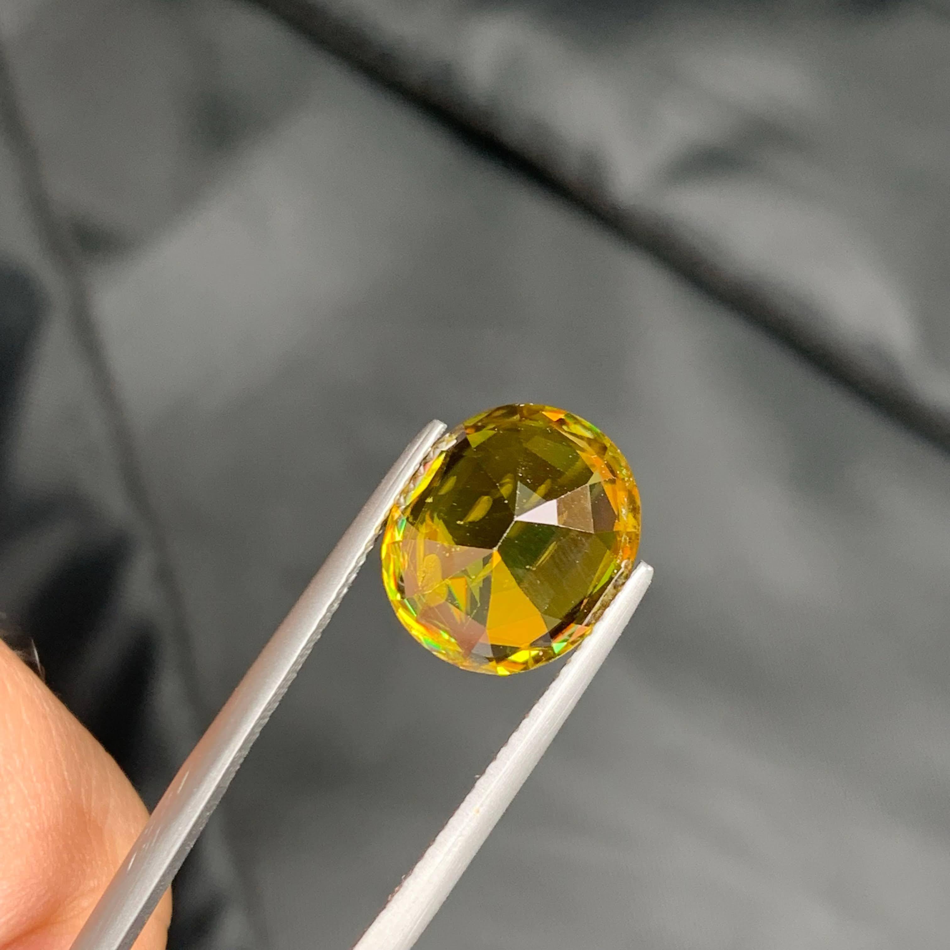 Women's or Men's 7.20 Carat Loose Natural Sphene Stone Oval Shaped Madagascar's Gemstone For Sale