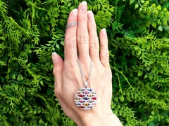 7.20 Carat Multi-Colored Sapphire and 0.90 Carat Diamond 18k White Gold Pendant