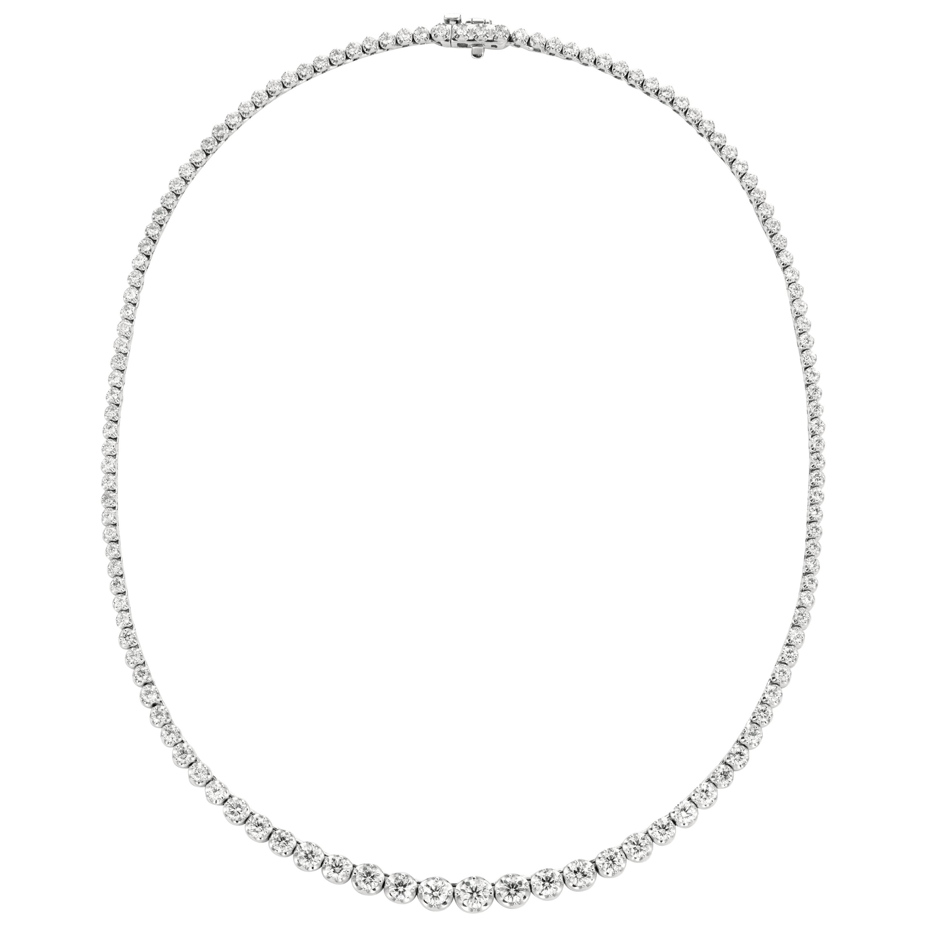 7.20 Carat Natural Diamond Graduated Necklace G SI 14 Karat White Gold For Sale