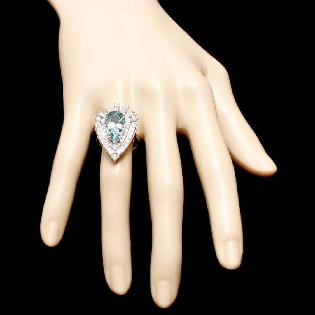 Anillo de oro blanco macizo de 14 quilates con aguamarina natural y diamantes de 7,20 quilates en Nuevo estado para la venta en Los Angeles, CA