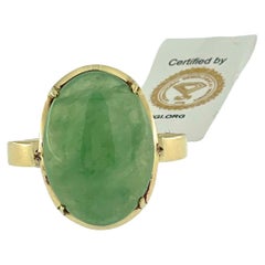 7.20 carat Natural Jadeite Jade Yellow Gold Ring IGI Certified 