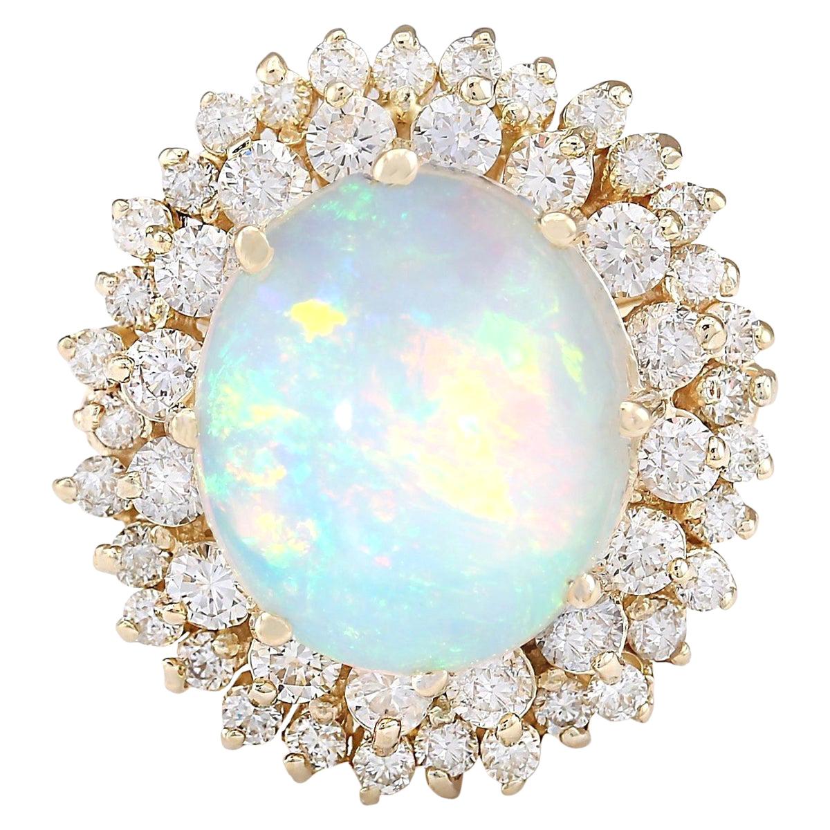 Natural Opal Diamond Ring In 14 Karat Yellow Gold  For Sale