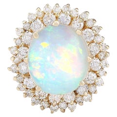 Natural Opal Diamond Ring In 14 Karat Yellow Gold 