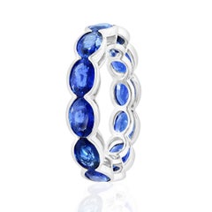 7.20 Carat Oval Sapphire East West Eternity Band Ring