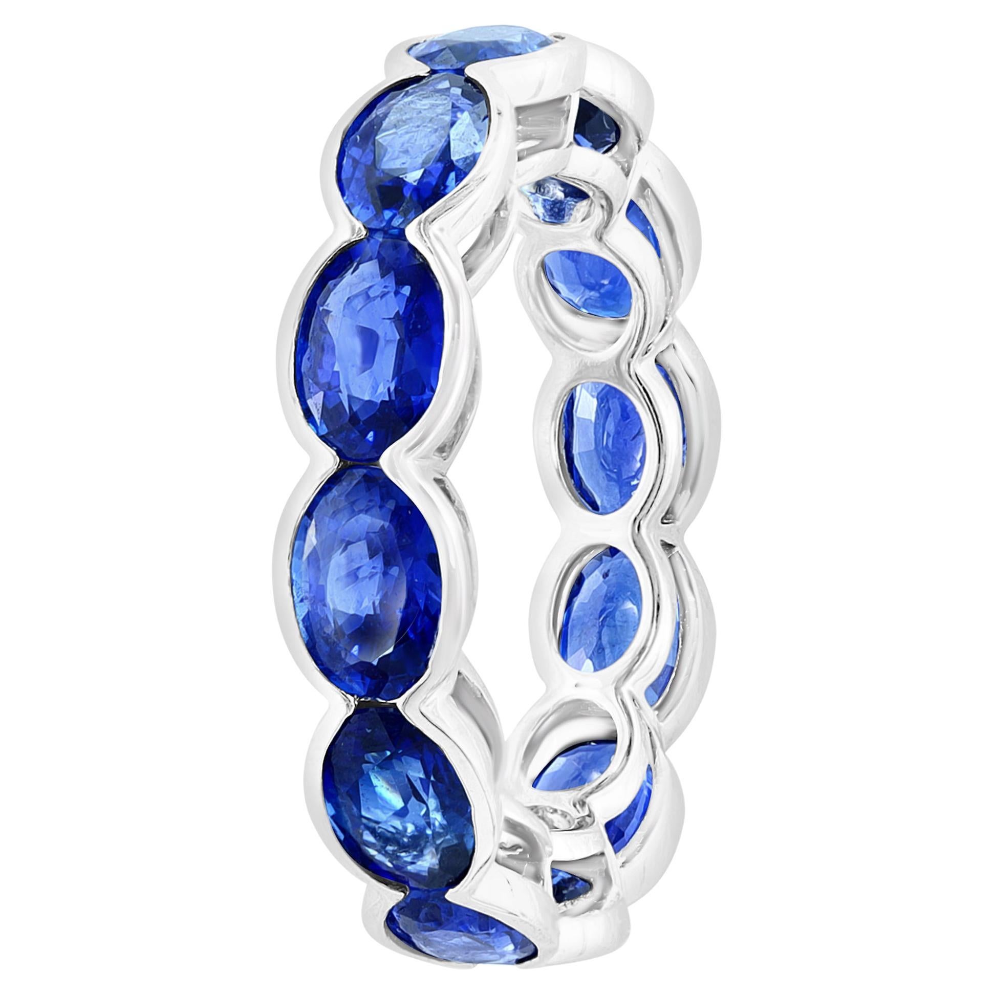 7.20 Carat Oval Sapphire East West Eternity Band Ring