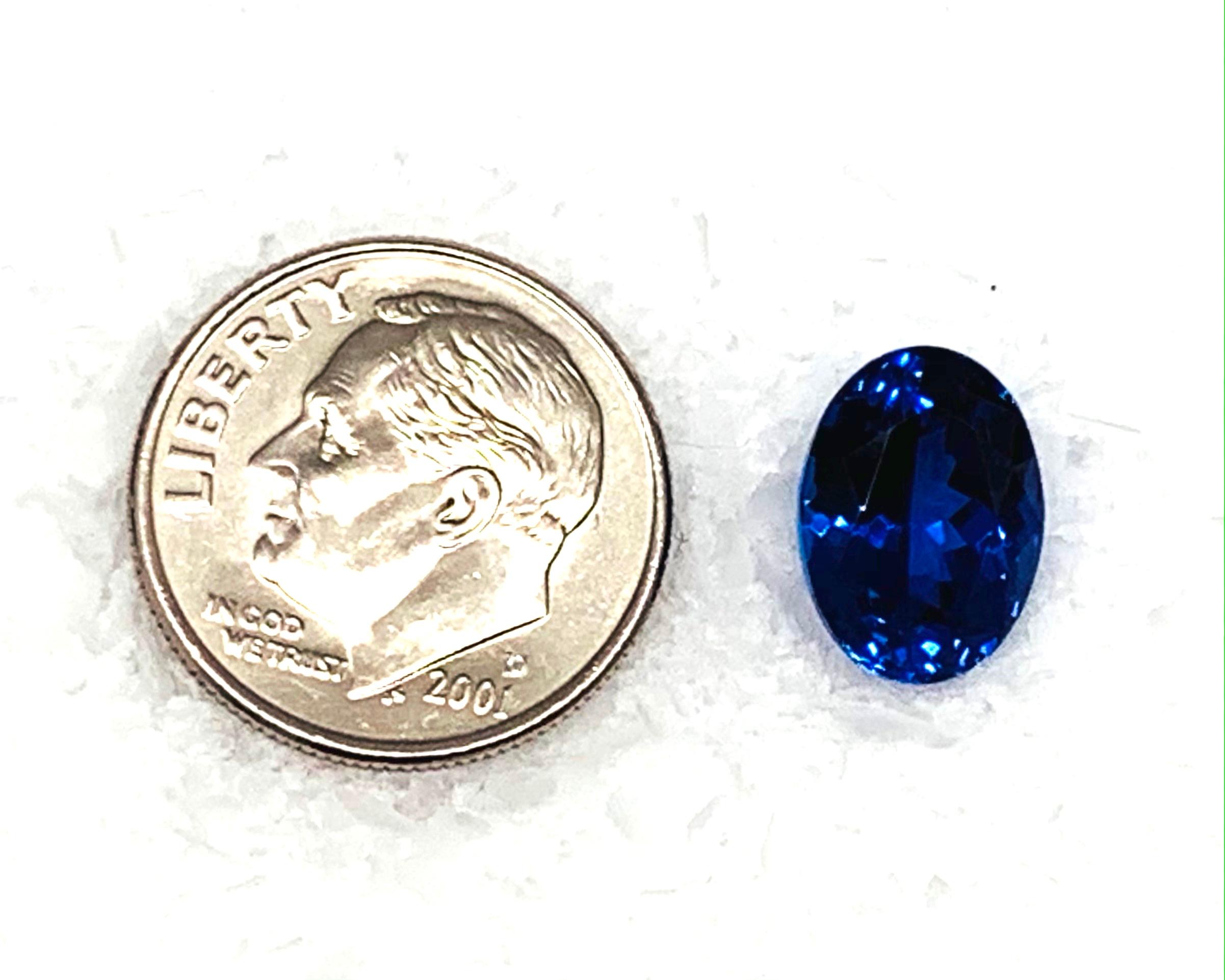 Bague de fiançailles à trois pierres non serties avec tanzanite ovale de 7,20 carats, pierre précieuse pour pendentif en vente 2