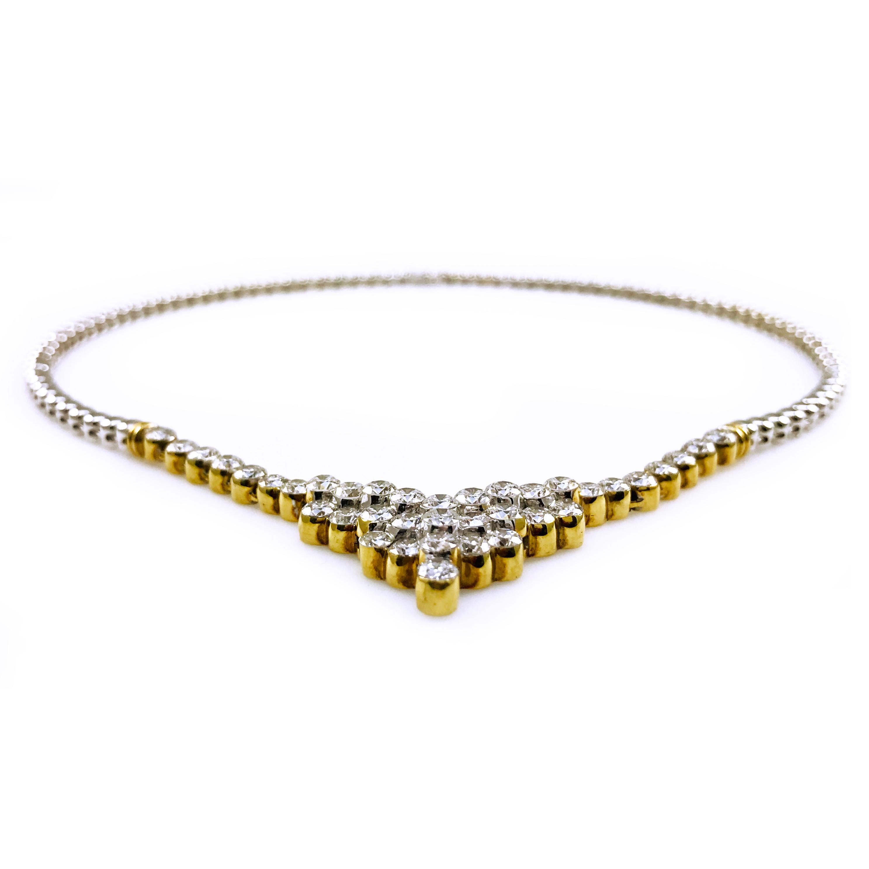 Two-Tone Diamond Necklace, 7.51 Carats In Good Condition For Sale In Palm Desert, CA