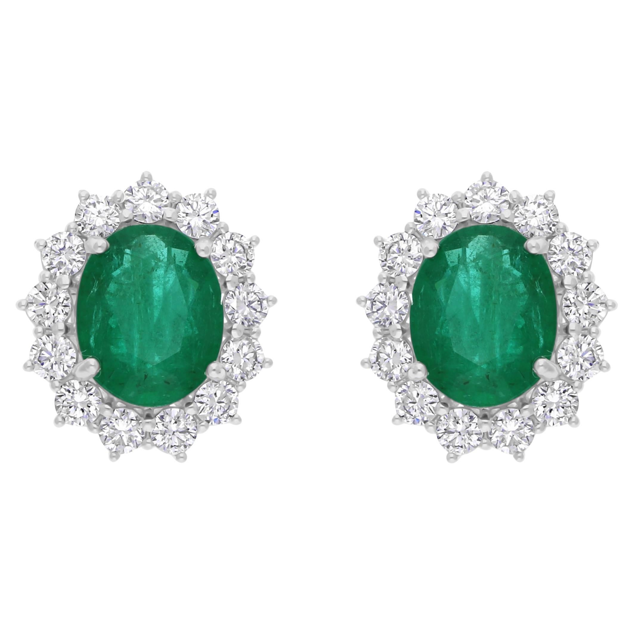 Pendientes Esmeralda de Zambia de 7,20 quilates Diamante SI/H de 2,32 quilates Oro blanco de 14 quilates