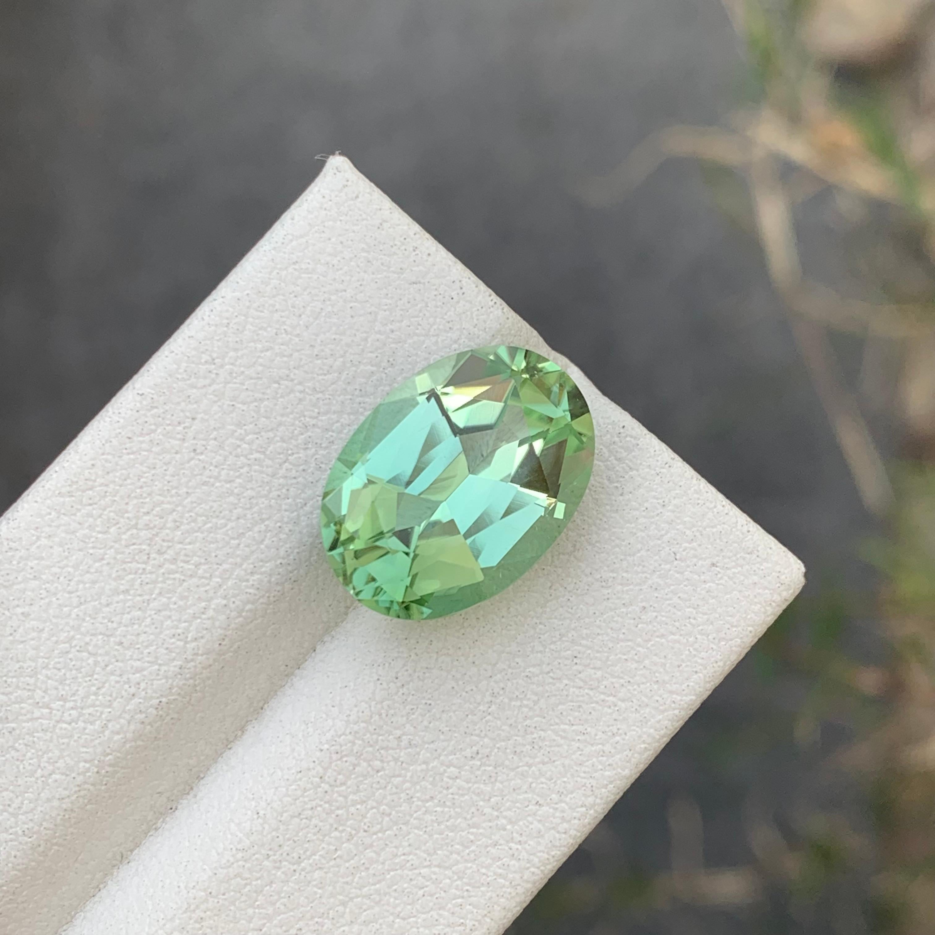 7,20 quilates Anillo ovalado de turmalina verde menta natural suelta Joyas preciosas en venta 6