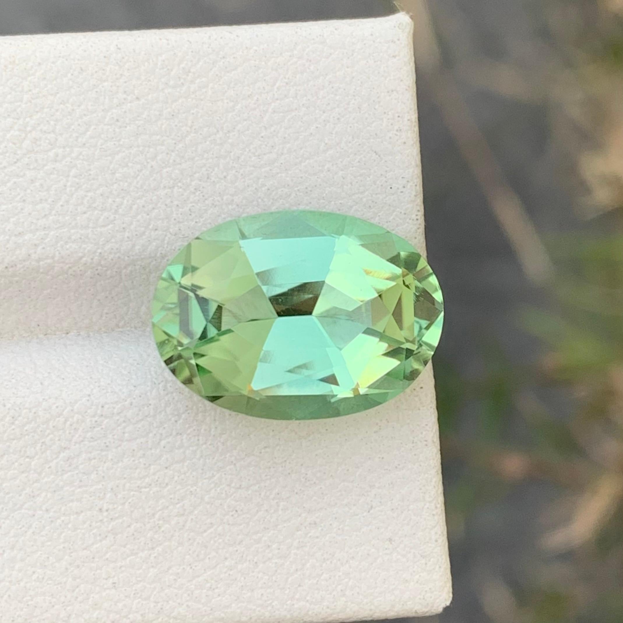 7,20 quilates Anillo ovalado de turmalina verde menta natural suelta Joyas preciosas en venta 7