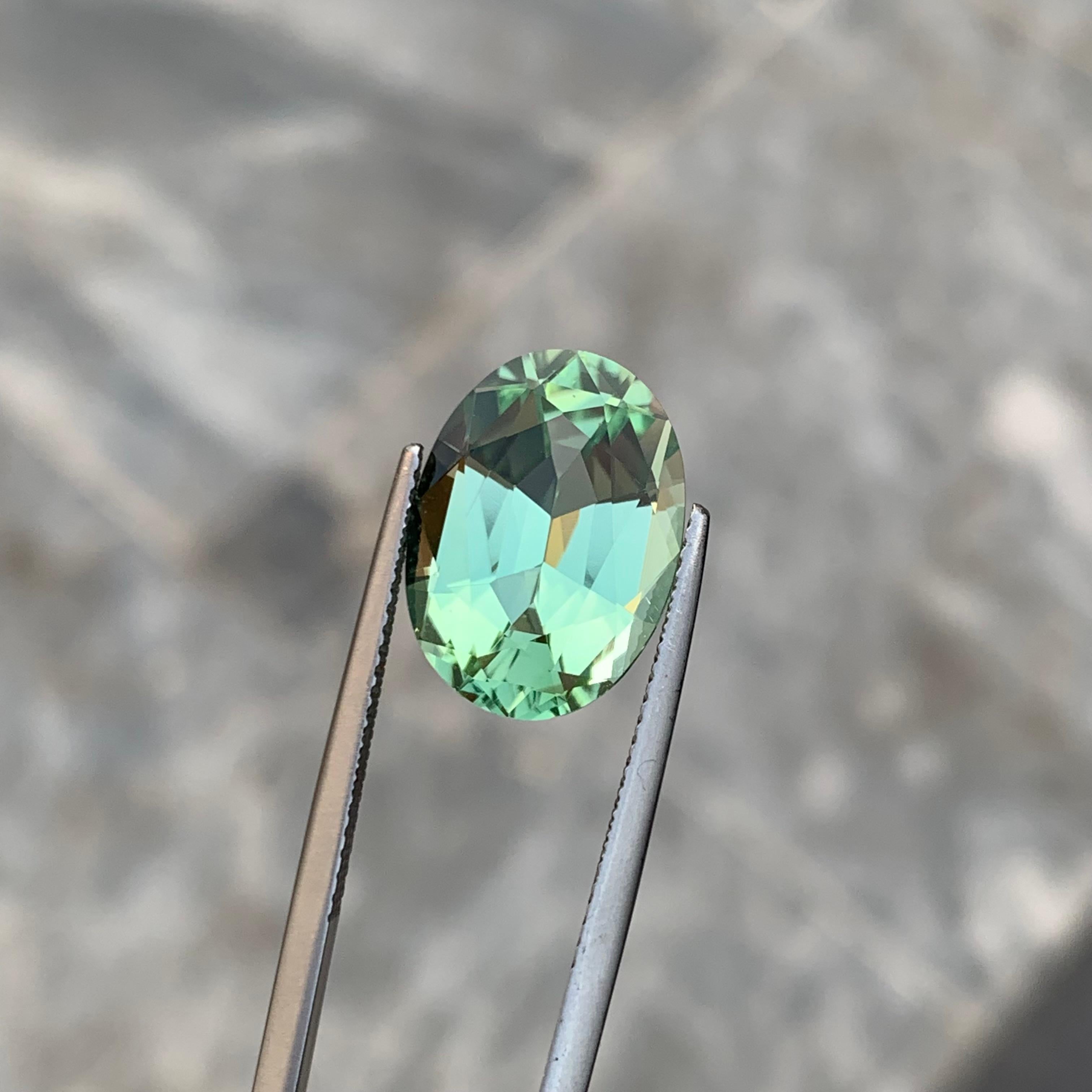 7,20 quilates Anillo ovalado de turmalina verde menta natural suelta Joyas preciosas en venta 2