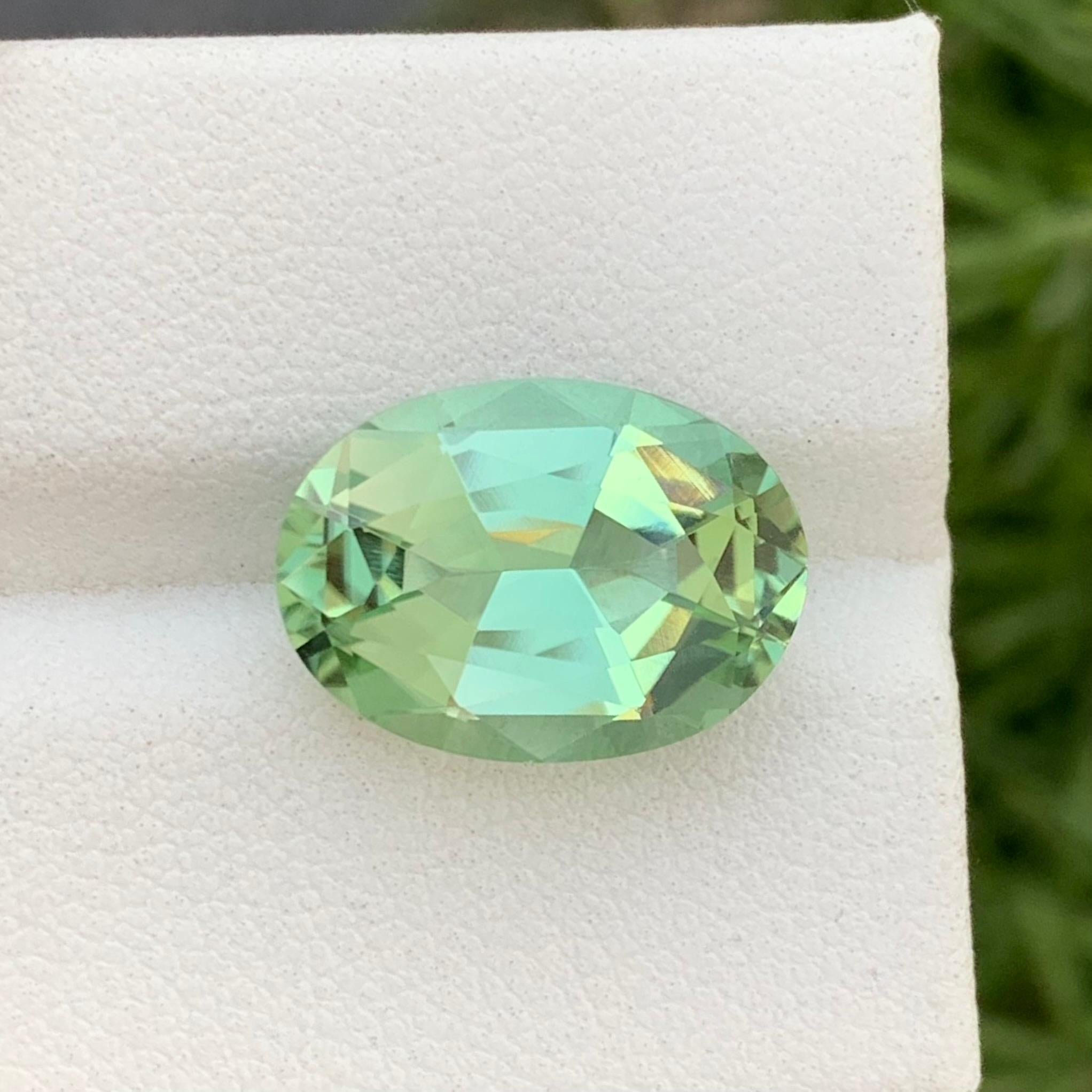 7,20 quilates Anillo ovalado de turmalina verde menta natural suelta Joyas preciosas en venta 3