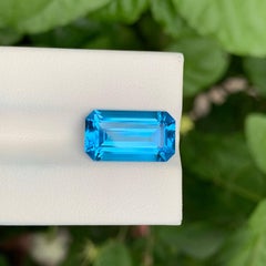 7.20 carats Neon Blue Topaz Stone Emerald Cut Natural Madagascar's Gemstone