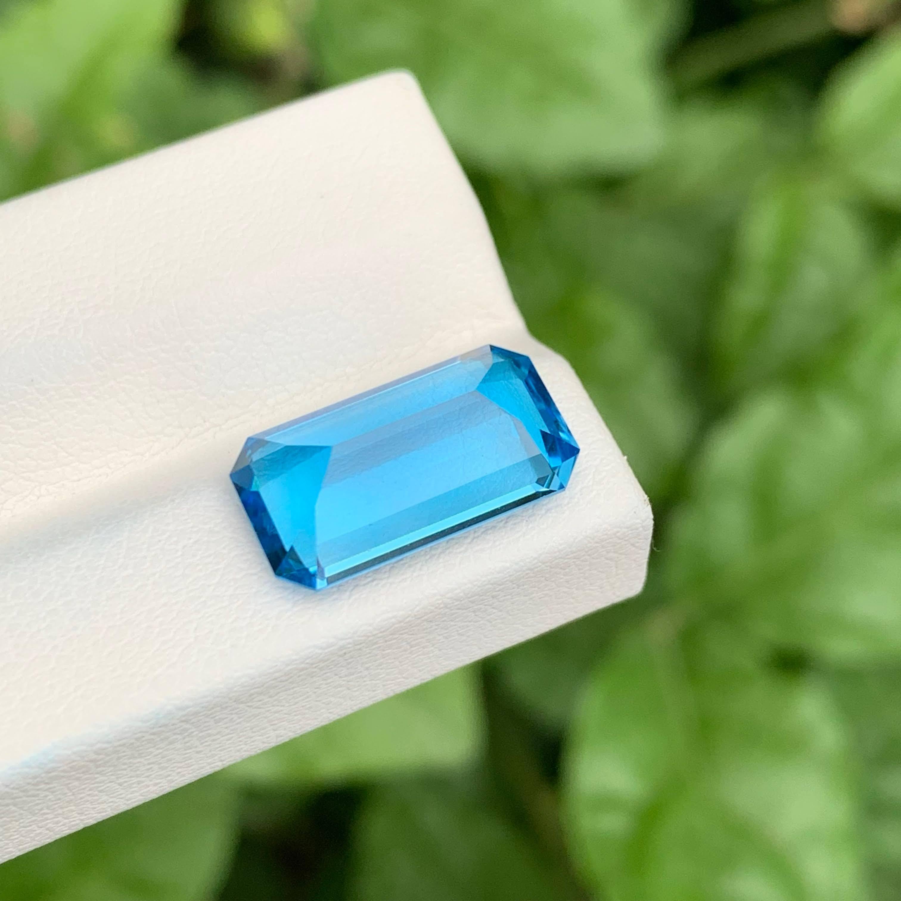 Femenino o masculino 7,20 quilates Piedra de topacio azul neón talla esmeralda Piedra natural de Madagascar en venta