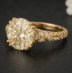 Victorian 7.20ct Round Brilliant Diamond Engagement Ring, 18k Gold