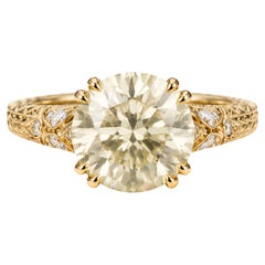Victorian 7.20ct Round Brilliant Diamond Engagement Ring, 18k Gold
