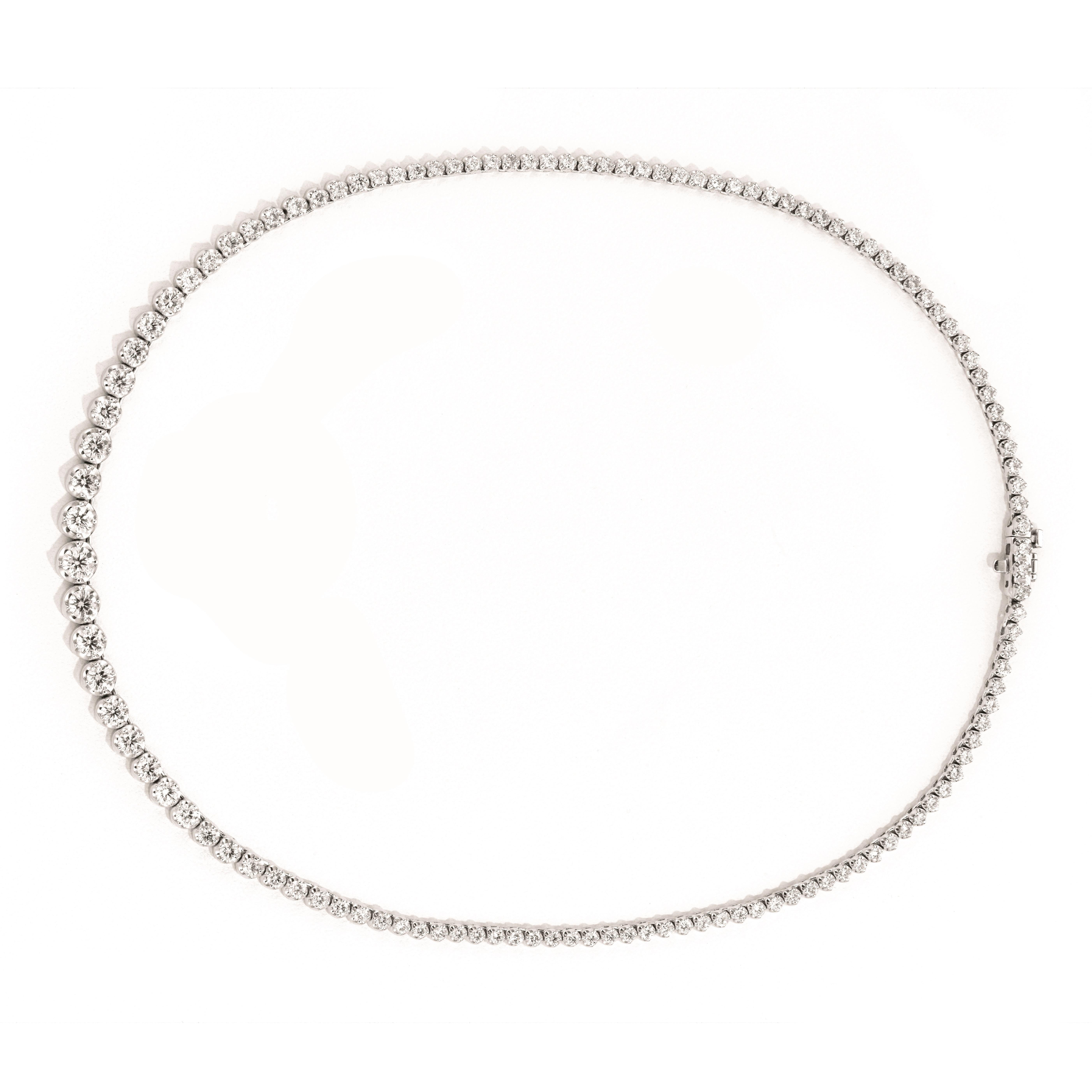 7.20 Carat Natural Diamond Graduated Tennis Necklace 14K White Gold G SI 16 inches

100% Natural Diamonds, Not Enhanced in any way Round Cut Diamond Necklace
7.20CT
G-H
SI
14K White Gold, Prong style, 20 gram
1/4 inch in width
16 inches in length
1