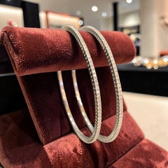 7.20 Cts F/VS1 Round Brilliant Diamonds Eternity Bangles Pair in 18K White Gold