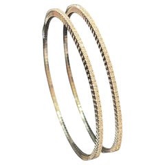 7.20 Cts F/VS1 Round Brilliant Diamonds Eternity Bangles Pair in 18K White Gold